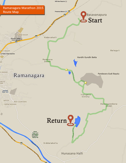 Ramanagara Marathon 2016 - Route Map